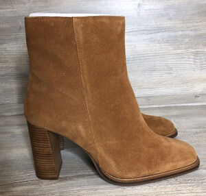DIBA TRUE Women's Key Switch Western Booties Square Toe in Caramel Suede Sz 8.5